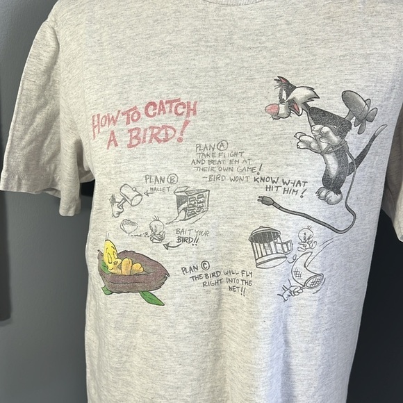 Warner Bros Silvester and Tweety HOW to catch a Bird 1995 Men’s M Single Stitch - Picture 2 of 13